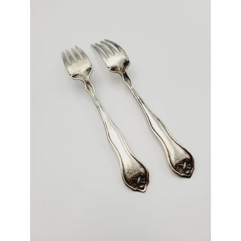 1881 Rogers Silverplate Dinner Forks 1910 Leyland Set of 2 Discontinued